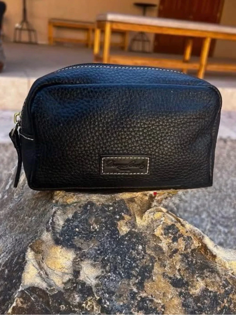 Dooney & Bourke Black Pebbled Leather Cosmetic Case
